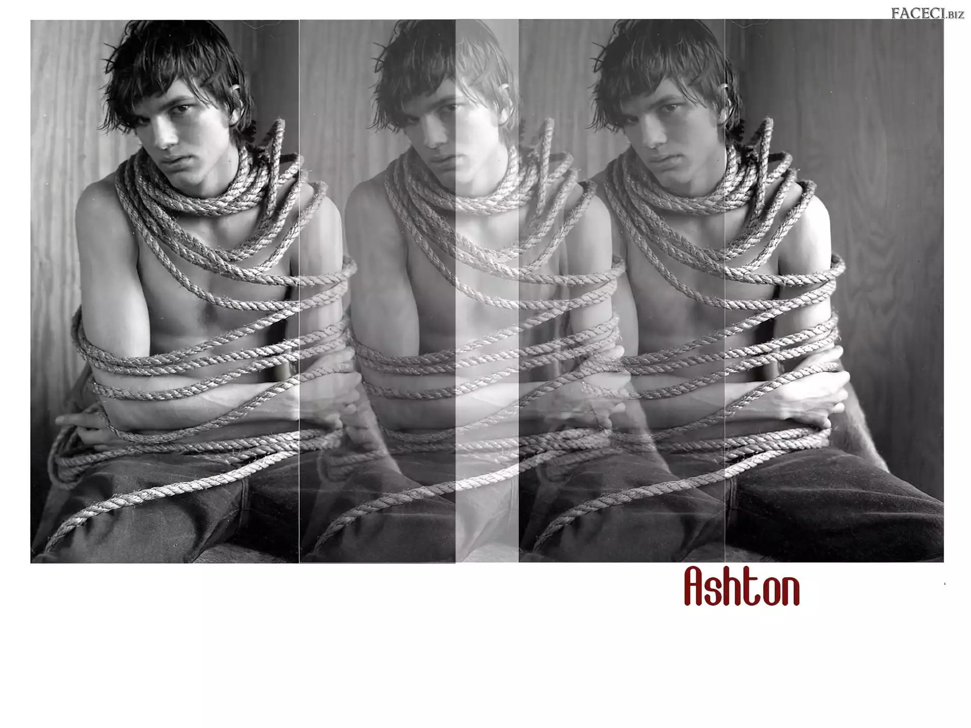 sznurem, Ashton Kutcher, zwiÄ…zany